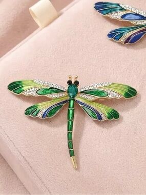NEW! Green Dragonfly Enamel Brooch. Elegant Dragonfly brooch. Lucky brooch 🐉🪽